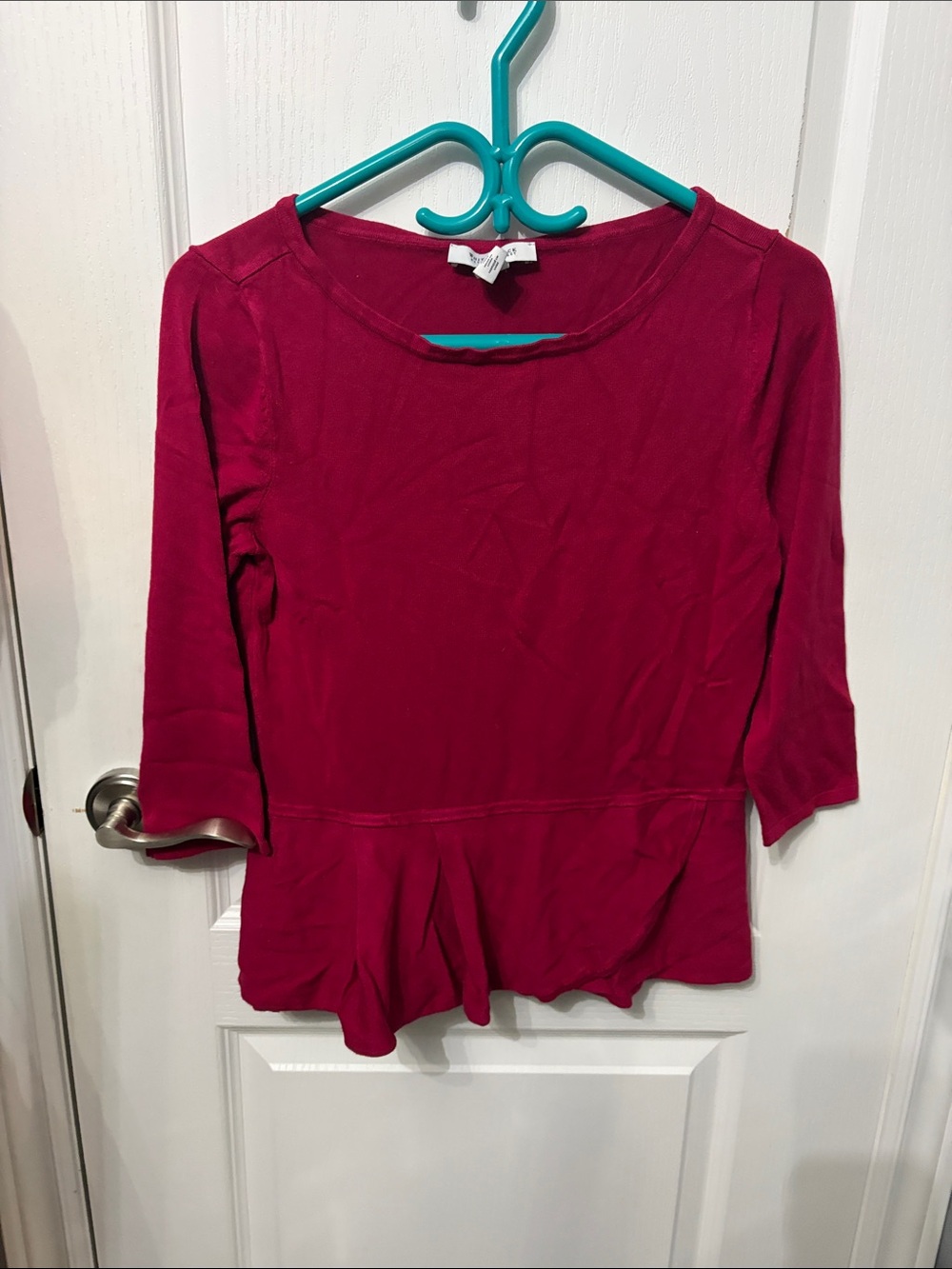 White House Black Market Magenta Peplum Sweater
